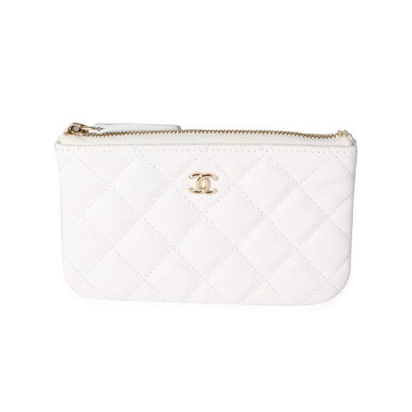 Chanel White Quilted Caviar Mini O Case - Picture 1 of 6